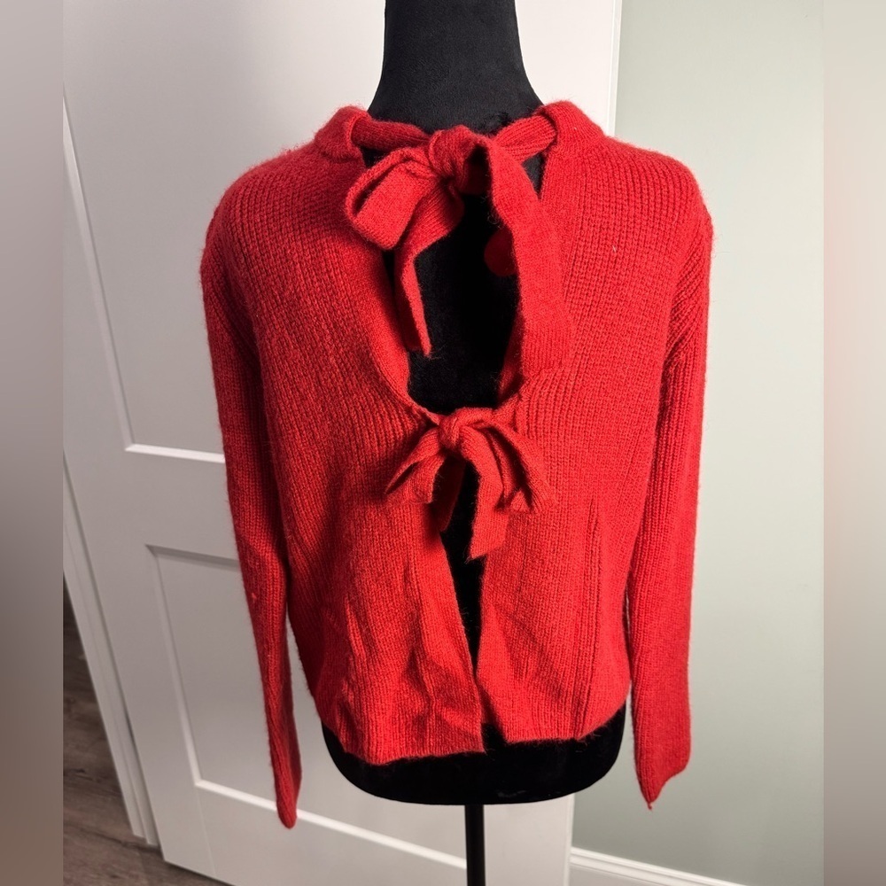 Red Bow-Back or front Sweater